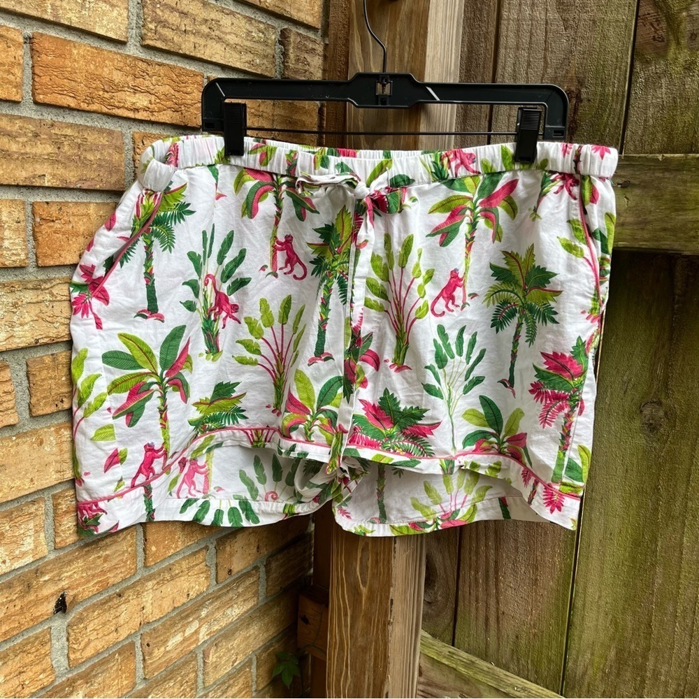 Printfresh Tropical Green and Pink Women's Pajama Shorts